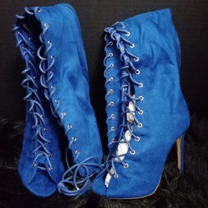 Blue Knee Length Boots